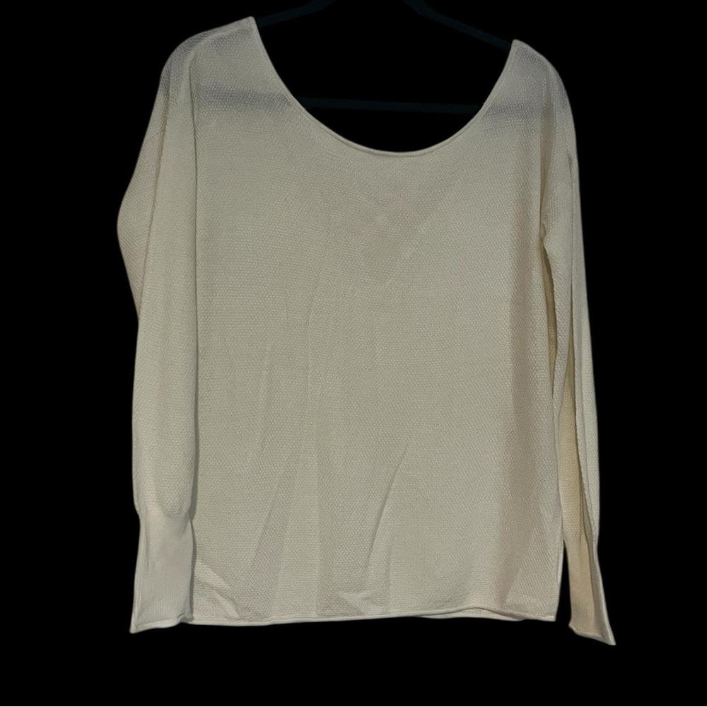 Garage Oversized Long sleeve Cream/white Criss-cross Back Top size XS